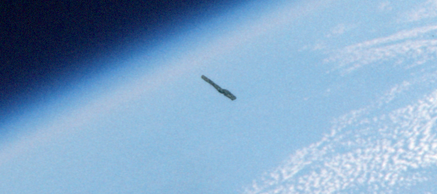 Solar Warden cigar UFO in orbit